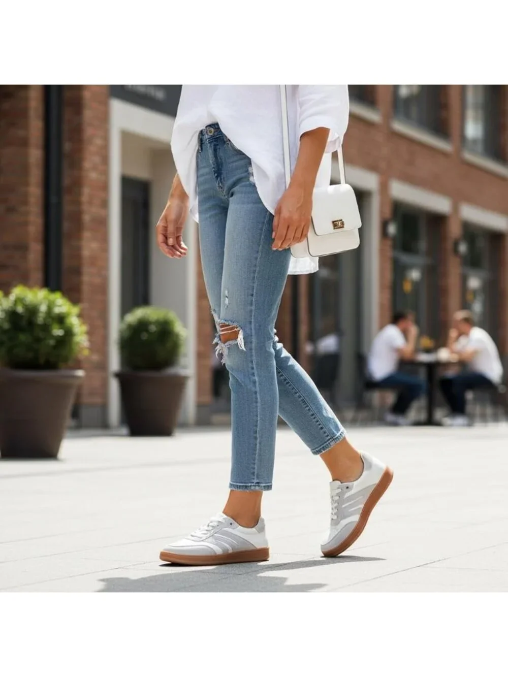 Women's White Tennis Shoes Casual Leather Low Top Athletic Running Sneakers